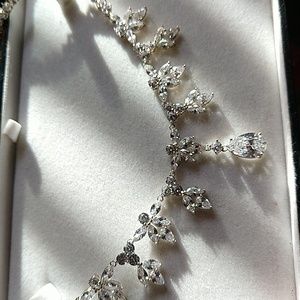 Sparkly cz 925 sterling silver necklace collar prom wedding